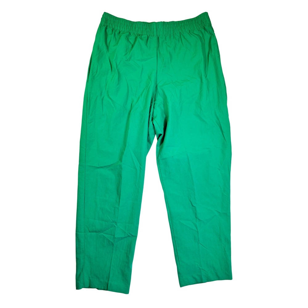 Roamans Vintage Green Elastic Waist Straight Leg Pants Made in USA 34x27